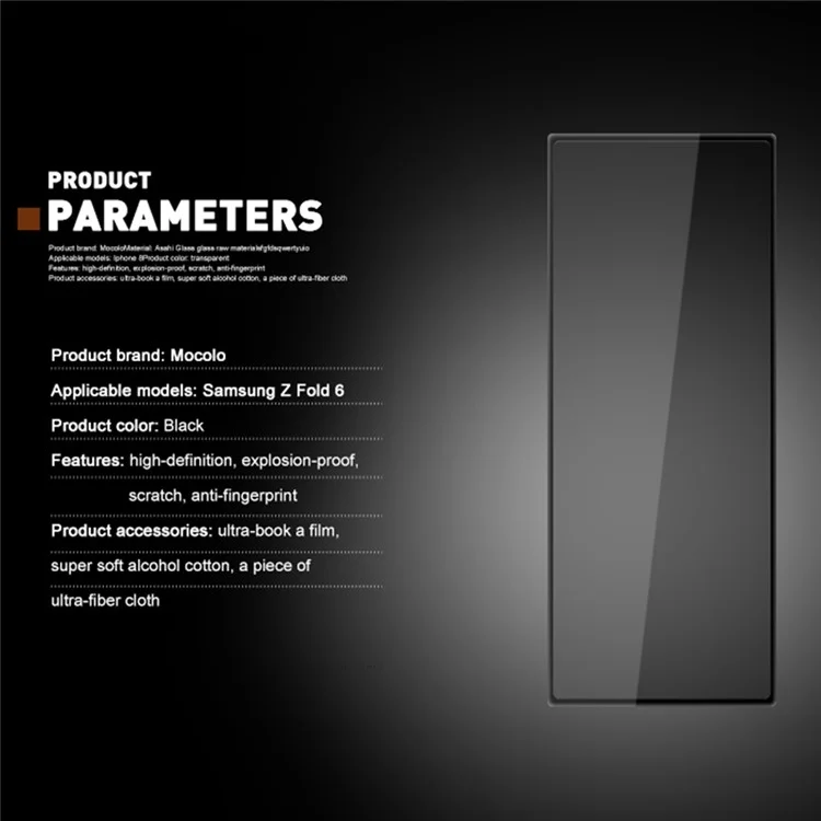 Massenkauf MOCOLO Für Samsung Galaxy Z Fold6 5G Bildschirmschutz Anti-Spion Seidendruckglas-Schutzfolie - Schwarz