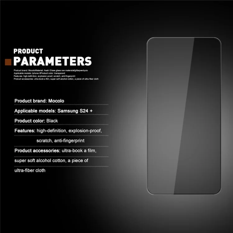 Compre em Quantidade MOCOLO Protetor de Tela para Samsung Galaxy S24+ Impressão Seda Anti-Espião Película de Vidro Temperado - Preto