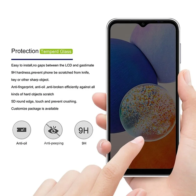 Compre em quantidade MOCOLO para Samsung Galaxy A14 5G / M14 5G Protetor de tela Anti Spy Silk Printing Película de vidro temperado - Preto