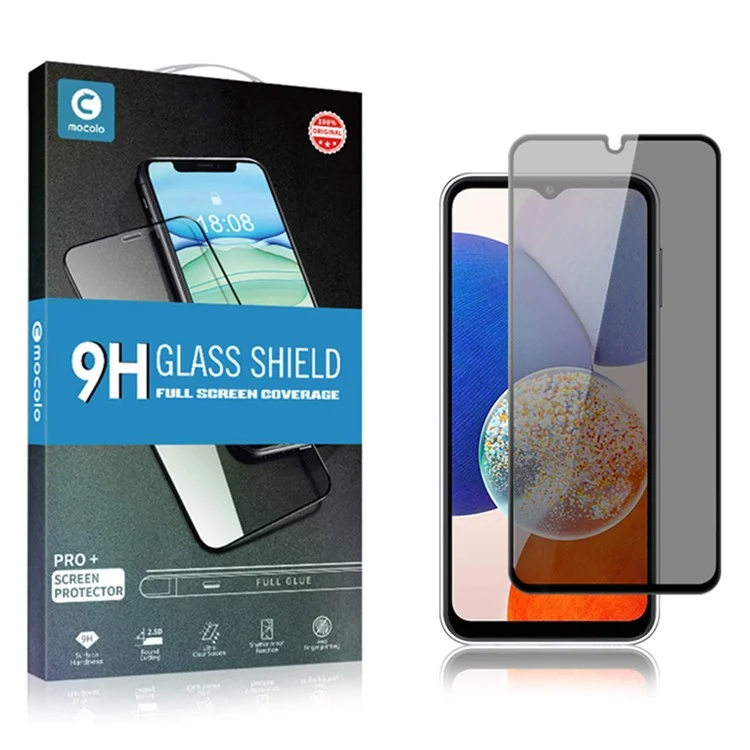 Compre em quantidade MOCOLO para Samsung Galaxy A14 5G / M14 5G Protetor de tela Anti Spy Silk Printing Película de vidro temperado - Preto