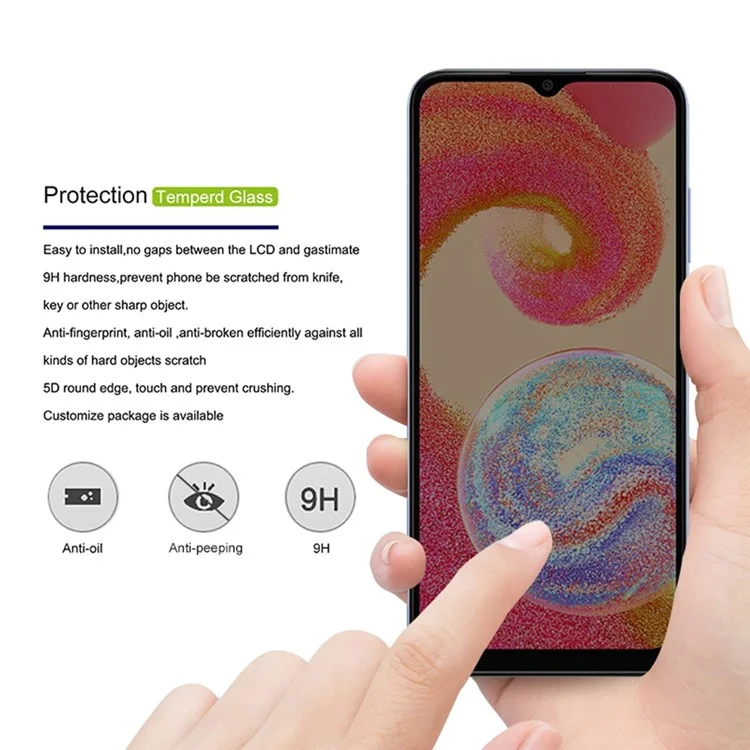 Großeinkauf MOCOLO Bildschirmschutz für Samsung Galaxy A04 4G / A04e 4G / A04s 4G / M04 4G Antispy-Seidendruck-Gehärtetes Glasfilm - Schwarz