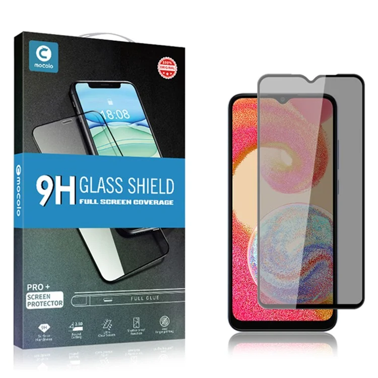 Großeinkauf MOCOLO Bildschirmschutz für Samsung Galaxy A04 4G / A04e 4G / A04s 4G / M04 4G Antispy-Seidendruck-Gehärtetes Glasfilm - Schwarz