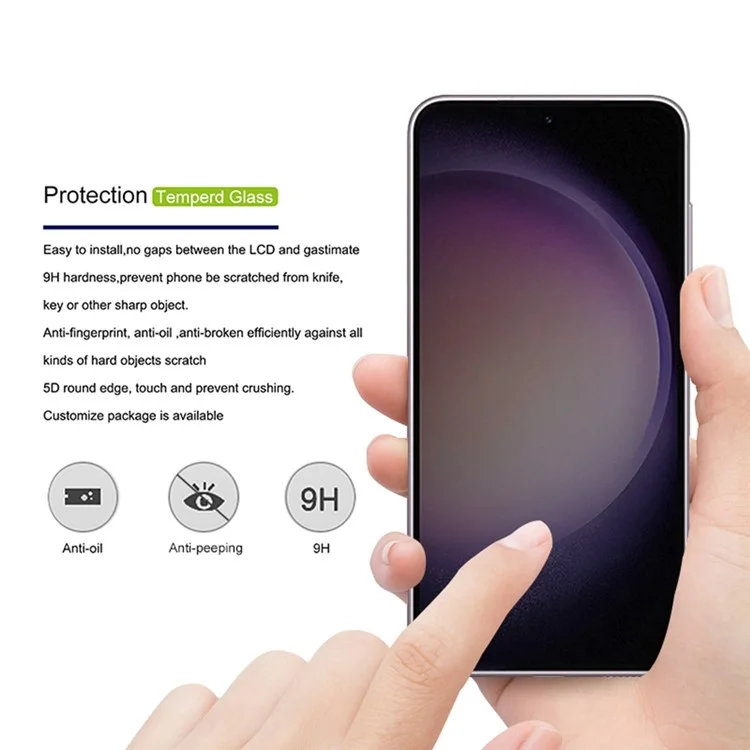 Оптовая закупка MOCOLO для Samsung Galaxy S23 / S22 5G Защитная пленка для экрана Шелковая печать Закаленное стекло - Черный