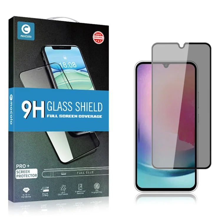 Acquista all'ingrosso MOCOLO per Samsung Galaxy A24 4G (162,1 x 77,6 x 8,3 mm) Pellicola protettiva per schermo in vetro temperato con stampa in seta anti-spia - Nero