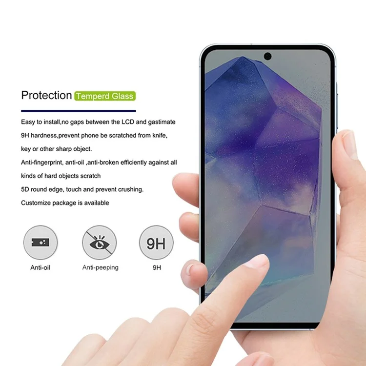 Оптовая покупка MOCOLO для Samsung Galaxy A35 5G / A55 5G Защитная пленка для экрана Антишпионская шелкографическая закаленная стеклянная пленка - Черная