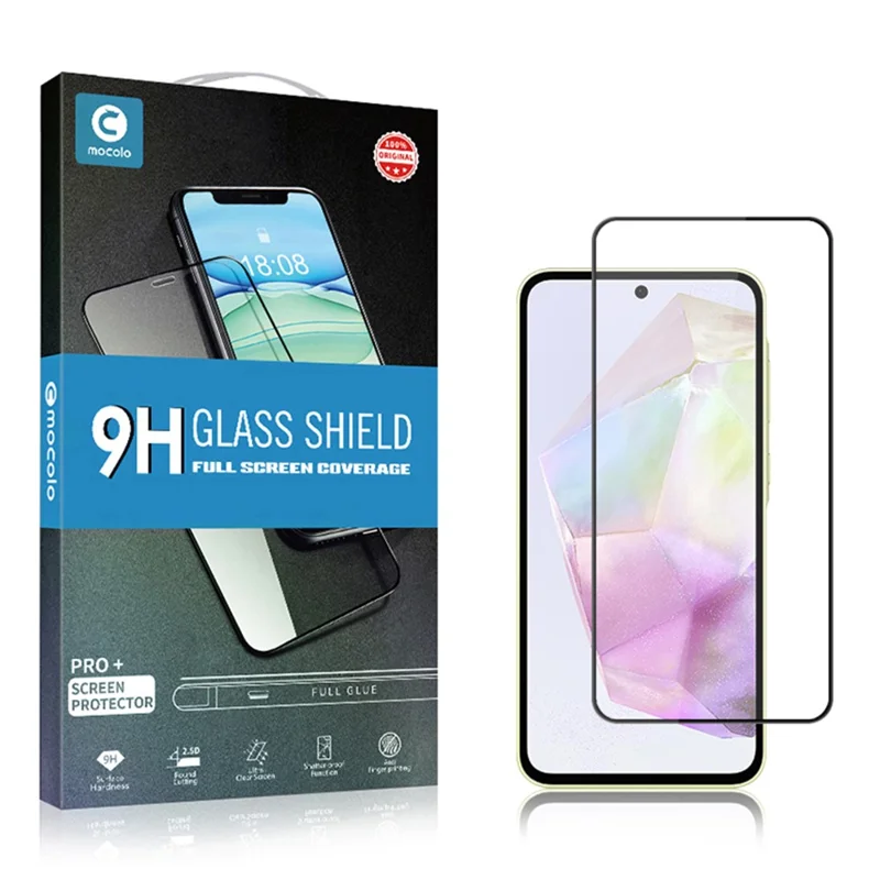 MOCOLO para Samsung Galaxy A36 5G / A56 5G Protector de pantalla Película de vidrio templado de impresión de seda antiestallido - Negro