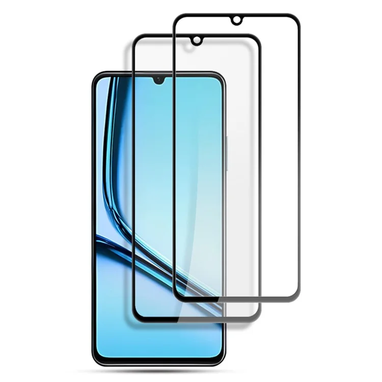 AMORUS 2 Peças Para Realme Note 50 4G Protetor de Tela Antiespatifável Seda Impressão Filme de Vidro Temperado - Preto