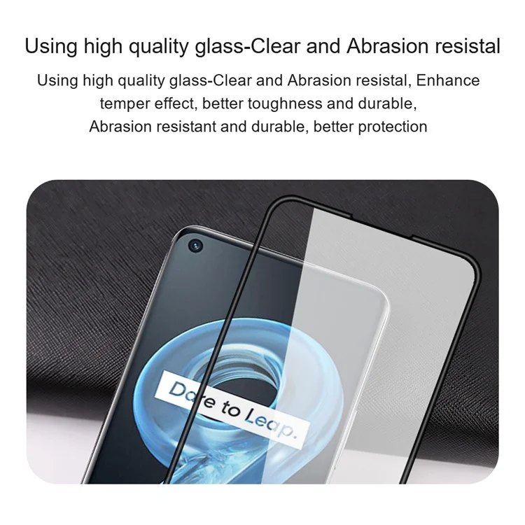 AMORUS 2 Peças Para Realme Note 50 4G Protetor de Tela Antiespatifável Seda Impressão Filme de Vidro Temperado - Preto