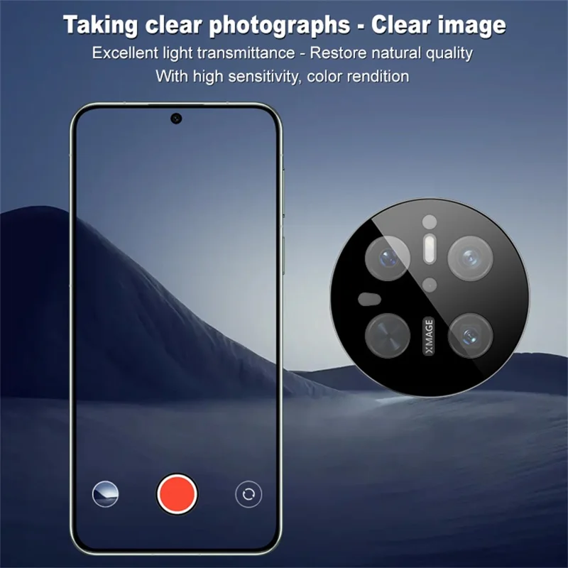 IMAK pour Huawei Mate 70 Protecteur d'objectif en verre trempé avec cadre d'auto-positionnement (Version noire)
