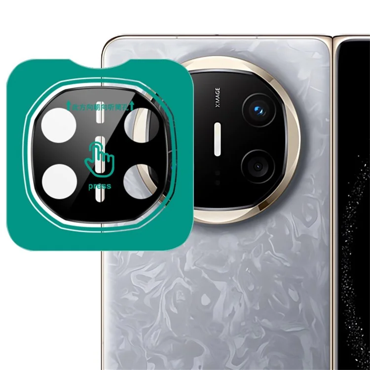 IMAK para Huawei Mate X6 Protector de lente de cámara de vidrio templado con marco de autoposicionamiento (Versión negra)