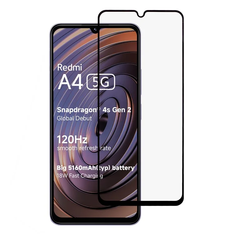 Защитная пленка для экрана Xiaomi Redmi A4 5G, шелкографическая, с полным клеевым покрытием, закаленное стекло