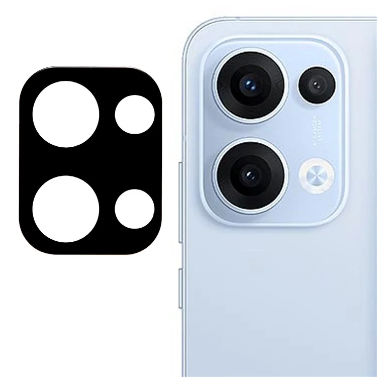 Pellicola protettiva in vetro temperato per Oppo Reno13 5G (versione globale), con stampa in seta nera per l'obiettivo della fotocamera.
