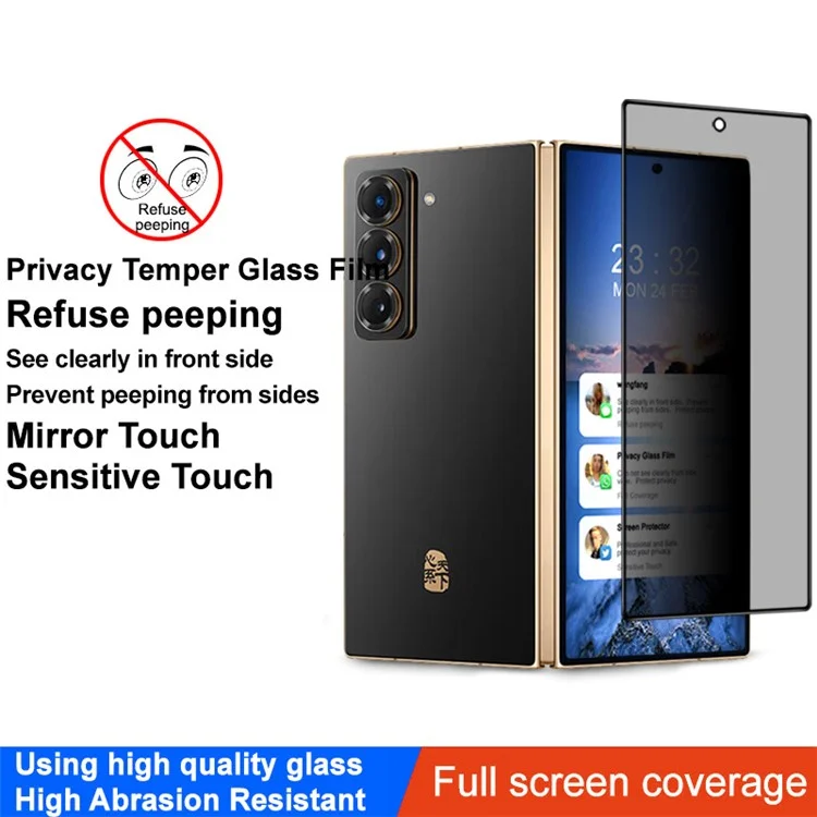 IMAK Para Samsung Galaxy Z Fold Especial / W25 5G Protetor de Tela de Vidro Temperado Anti-Espionagem Cobertura Total