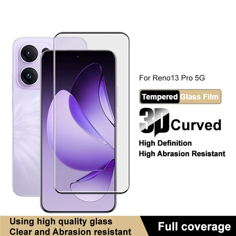 Protecteur d'écran en verre trempé IMAK pour Oppo Reno13 Pro 5G, bords incurvés 3D