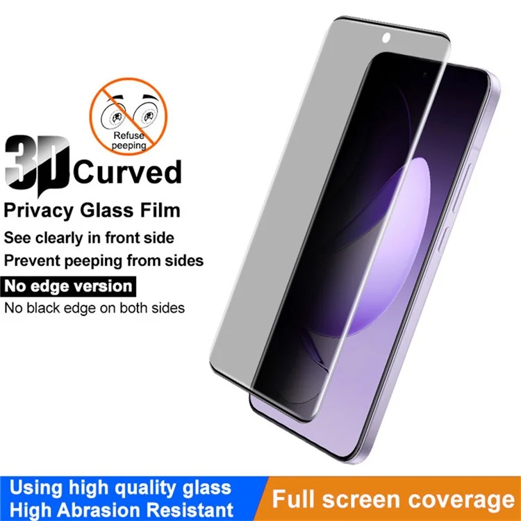 IMAK Para Oppo Reno13 Pro 5G Protector de pantalla de vidrio templado antiespia (Versión sin bordes)