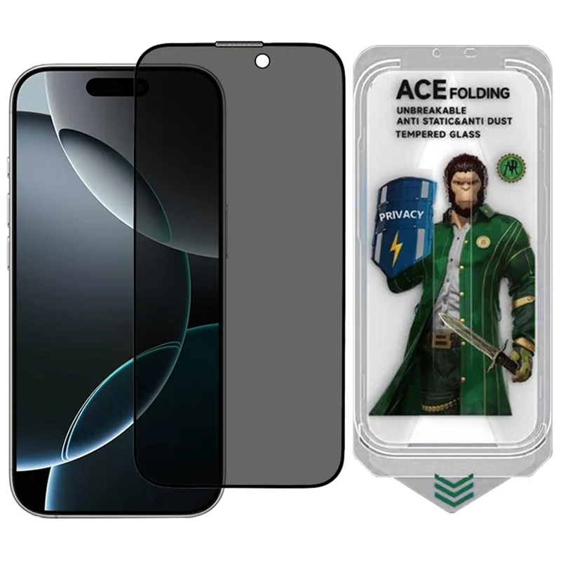 Protecteur d'écran pour iPhone 16 Pro ESHMILY 2.5D en verre anti-espionnage en aluminium-silicium de haute qualité avec outil d'installation facile