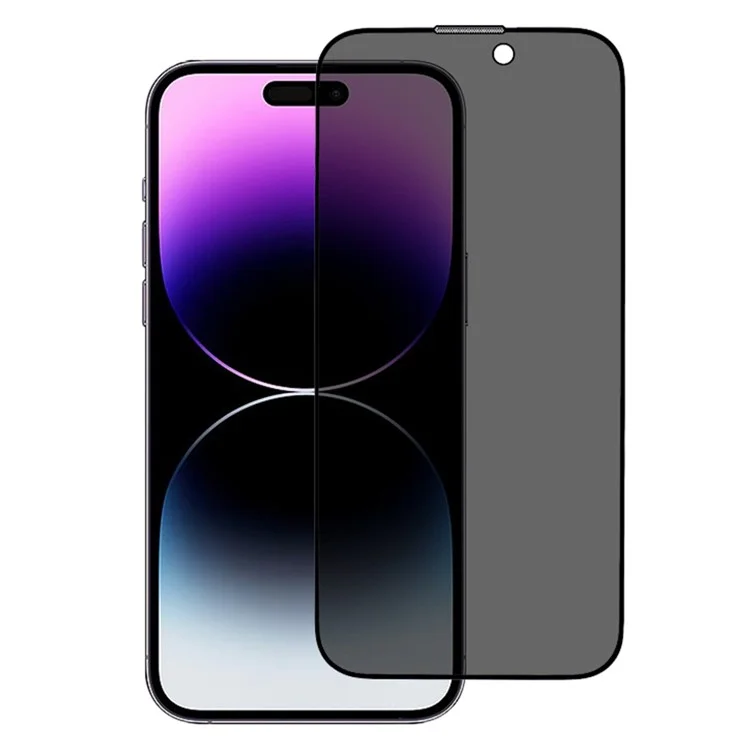 Protector de pantalla ESHMILY para iPhone 16 / 15 / 14 Pro 2.5D Vidrio antiespia de alta aleación de aluminio-silicio con herramienta de instalación fácil