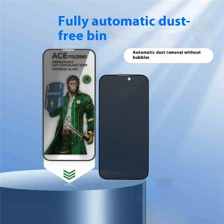 Protector de pantalla ESHMILY para iPhone 16 / 15 / 14 Pro 2.5D Vidrio antiespia de alta aleación de aluminio-silicio con herramienta de instalación fácil