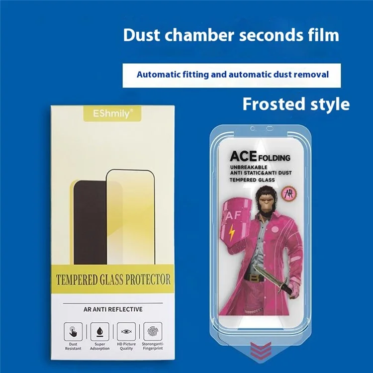 Protector de pantalla mate ESHMILY para iPhone 16 / 15 / 14 Pro, película de vidrio de aluminio-silicio de 2.5D con herramienta de instalación fácil