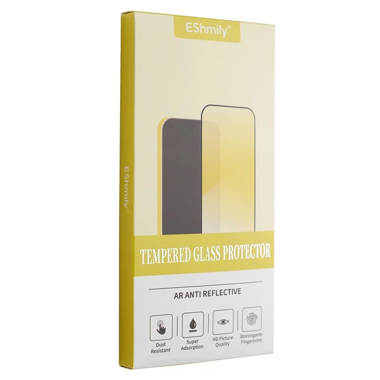 Protector de pantalla mate ESHMILY para iPhone 16 / 15 / 14 Pro, película de vidrio de aluminio-silicio de 2.5D con herramienta de instalación fácil