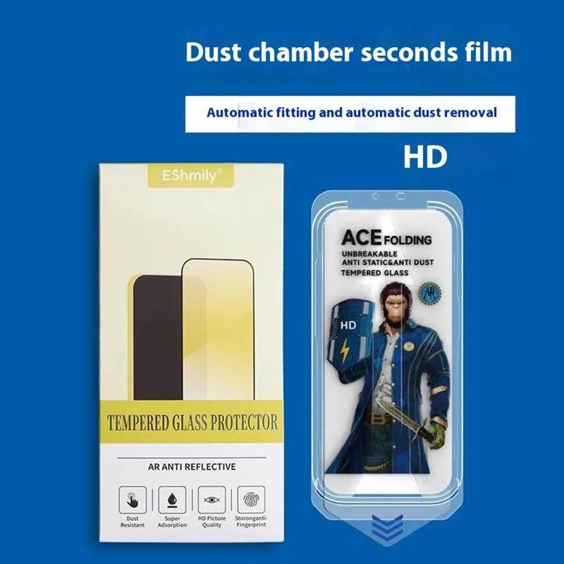 Protector de pantalla ESHMILY para iPhone 16 Pro Max, de vidrio de aluminio-silicio claro con 2,5D, con herramienta de instalación fácil.