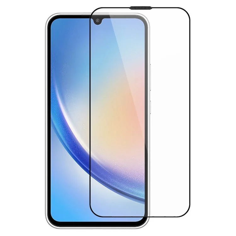 Protector de pantalla ESHMILY para Samsung Galaxy A34 5G / M34 5G, cristal de silicio-aluminio de 2,5D con impresión de seda y herramienta de instalación fácil