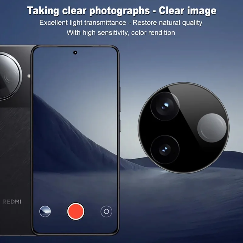 IMAK pour Xiaomi Redmi K80 5G Protecteur d'objectif en verre trempé avec cadre d'auto-positionnement (version noire)