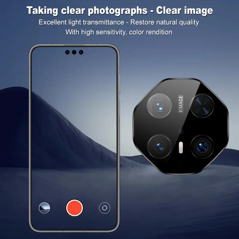 IMAK pour Huawei Mate 70 RS Ultimate Protecteur d'objectif en verre trempé avec cadre d'auto-positionnement (version noire)