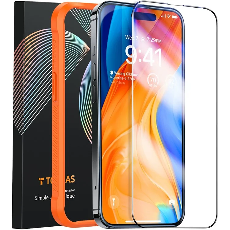 Protetor de tela TORRAS para iPhone 15 Pro Max, filme de vidro temperado anti-explosão HD 9H
