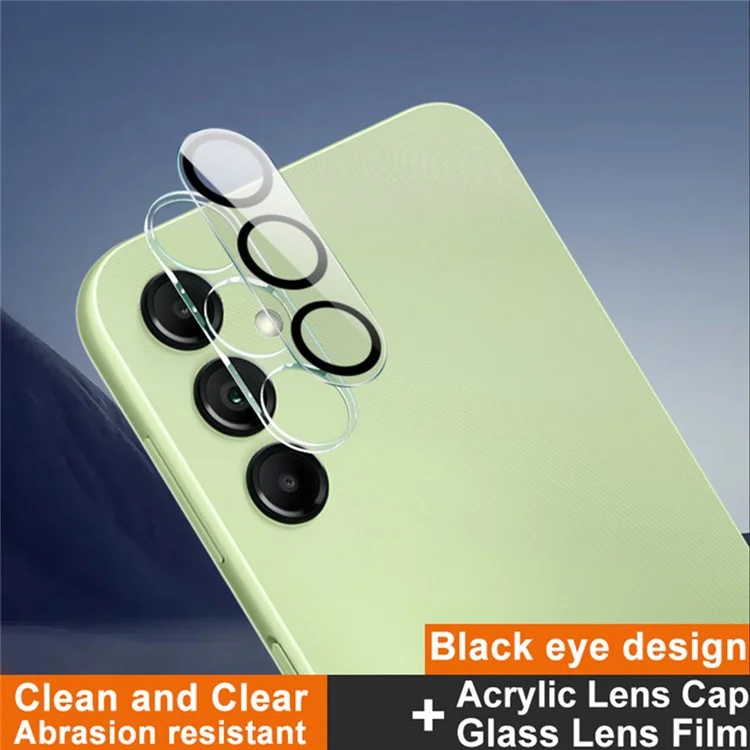 Protecteur d'objectif en verre trempé IMAK pour Samsung Galaxy A14 5G / 4G / A34 5G / M34 5G / F15 5G / M15 5G, couvercle d'objectif en acrylique (design cercle noir)