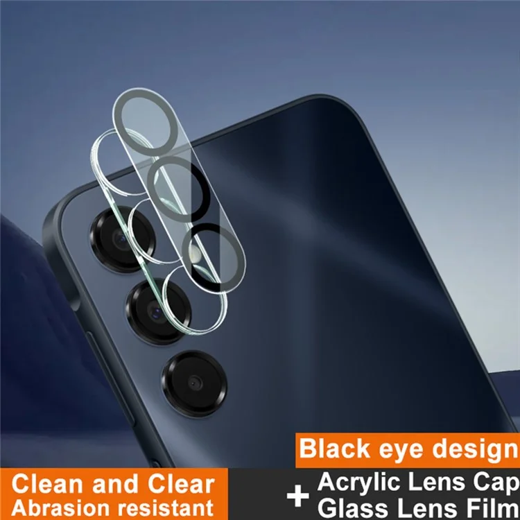 IMAK para Samsung Galaxy A16 4G / 5G Protetor de lente de câmera de vidro temperado + Tampa de lente acrílica (design de círculo preto)