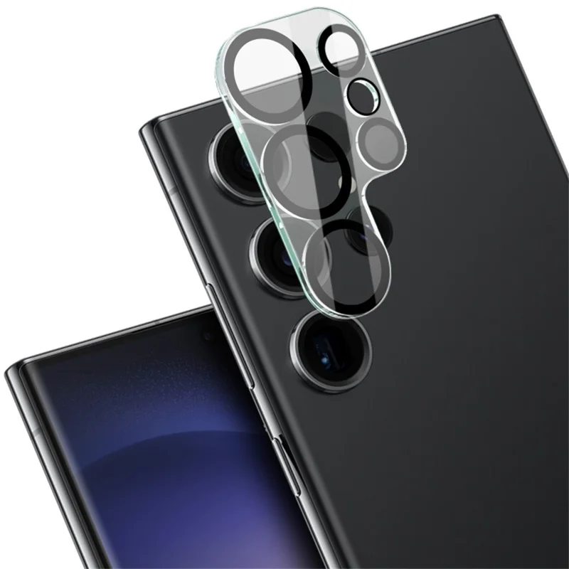 IMAK для защитного стекла камеры Samsung Galaxy S23 Ultra + акриловая крышка объектива (черный круглый дизайн)