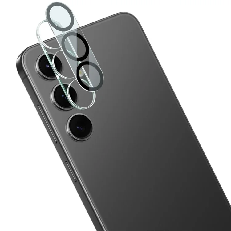 IMAK Para Samsung Galaxy S24+ Protetor de Lente de Câmera de Vidro Temperado + Tampa de Lente Acrílica (Desenho de Círculo Preto)