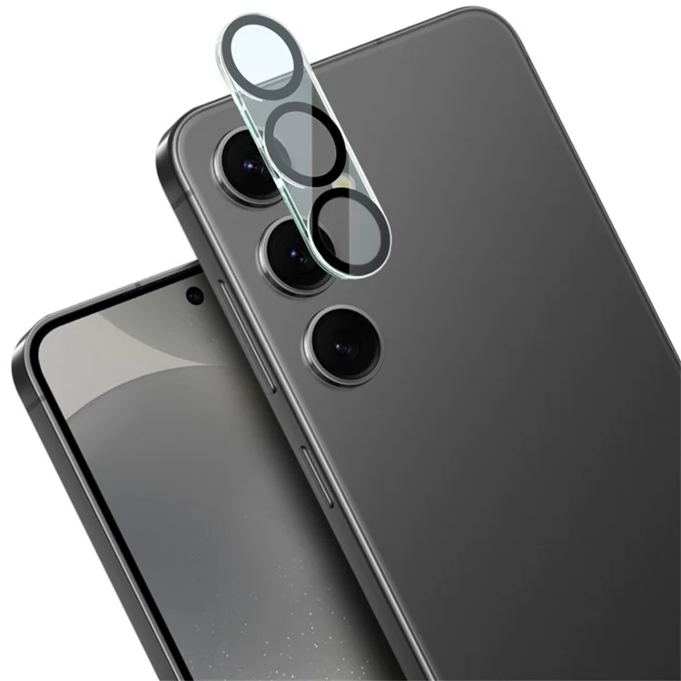 IMAK Para Samsung Galaxy S24+ Protetor de Lente de Câmera de Vidro Temperado + Tampa de Lente Acrílica (Desenho de Círculo Preto)