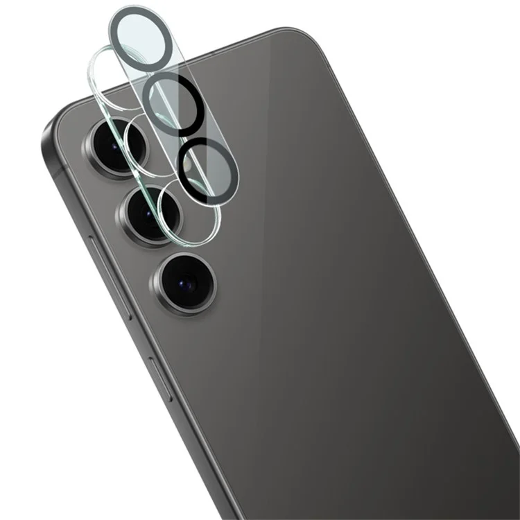 IMAK Para Samsung Galaxy S24 FE Protector de lente de cámara de vidrio templado + Tapa de lente acrílica (Diseño de círculo negro)