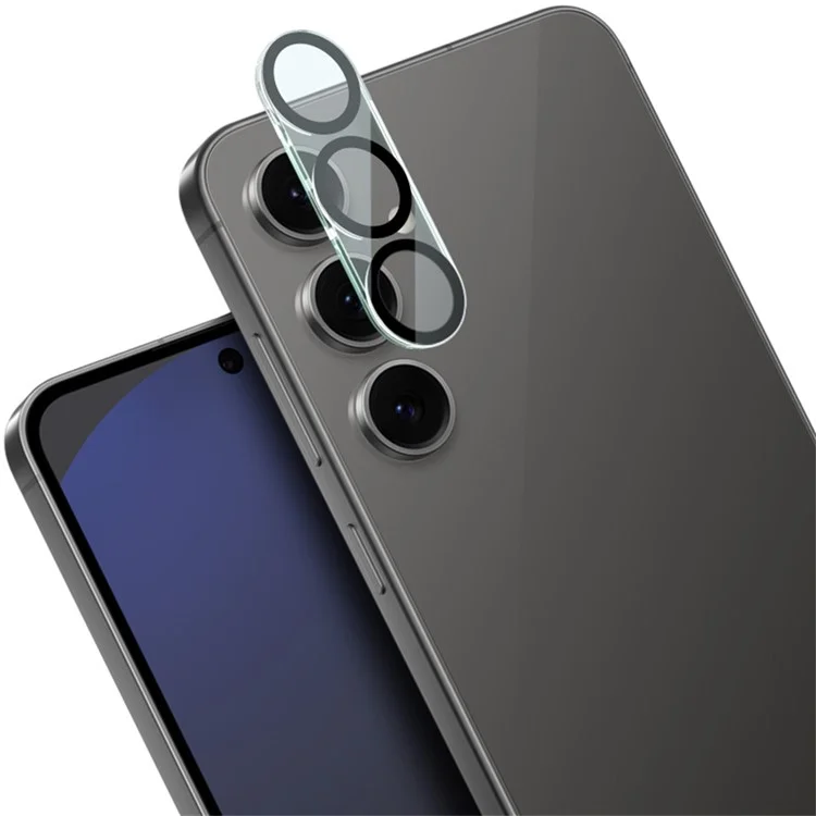IMAK Para Samsung Galaxy S24 FE Protector de lente de cámara de vidrio templado + Tapa de lente acrílica (Diseño de círculo negro)