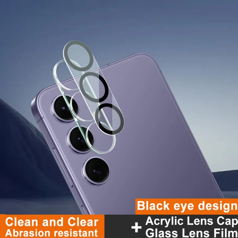 Protetor de lente de câmera de vidro temperado IMAK para Samsung Galaxy S25 + tampa de lente acrílica (design de círculo preto)