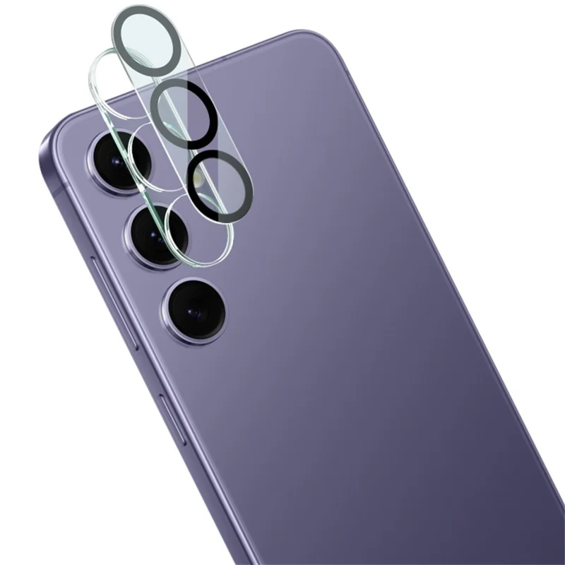 IMAK для Samsung Galaxy S25+ Закаленное стекло защитник объектива камеры + Акриловая крышка объектива (Черный дизайн круга)