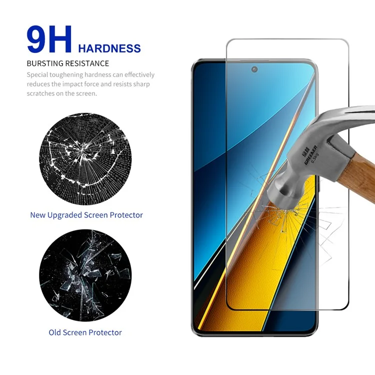 RURIHAI 10 unidades para Xiaomi Poco F7 Ultra 5G Filme de vidro de alumínio-silício de alta resistência 0,26 mm 2,5D Protetor de tela