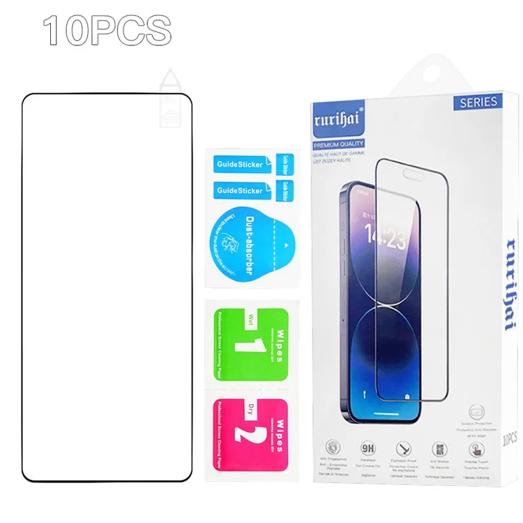 RURIHAI 10Pcs For Xiaomi Poco M7 Pro 5G High Aluminium-Silicon Glass Film 0.26mm 2.5D Screen Protector