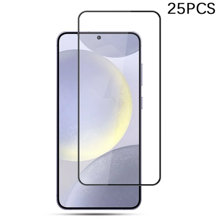 MOCOLO 25 unidades para protetor de tela de tela completa Samsung Galaxy S25 Vidro temperado com borda de impressão em seda - Preto