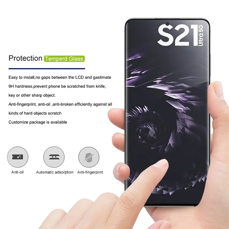 MOCOLO 25 unidades para Samsung Galaxy S21 Ultra 5G Protector de pantalla Película de vidrio templado curvo 3D