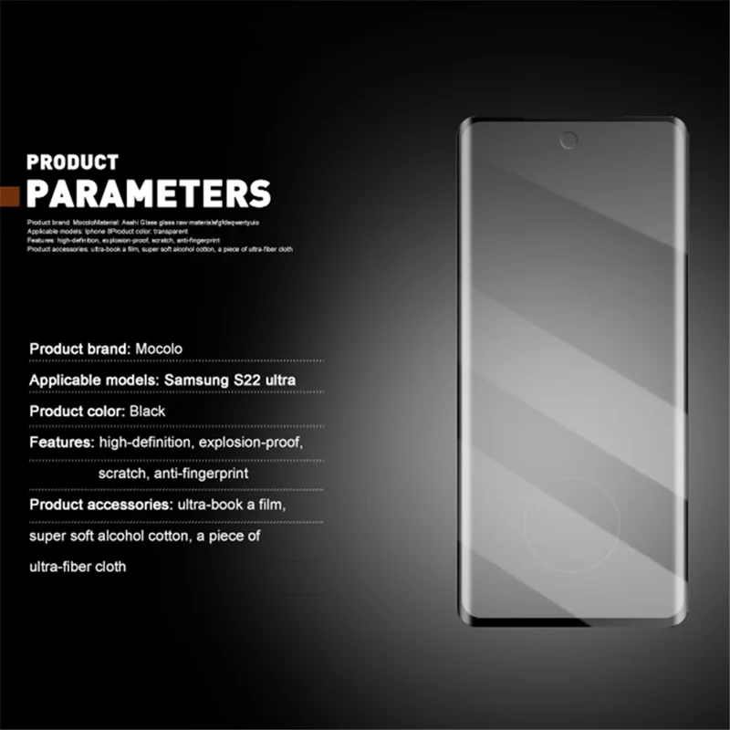 MOCOLO 25 Unidades para Samsung Galaxy S22 Ultra 5G Protetor de Tela 3D Película de Vidro Temperado Curvo