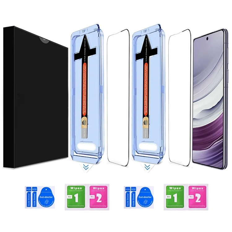 2 комплекта закаленного стекла HD Clear Screen Protector для Samsung Galaxy S25 с автоматическим инструментом для удаления пыли