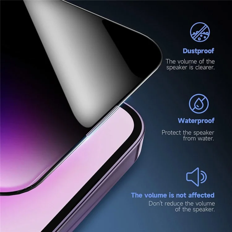 For iPhone 16 Pro Anti Spy Tempered Glass Screen Protector with Automatic Dust Removal Tool