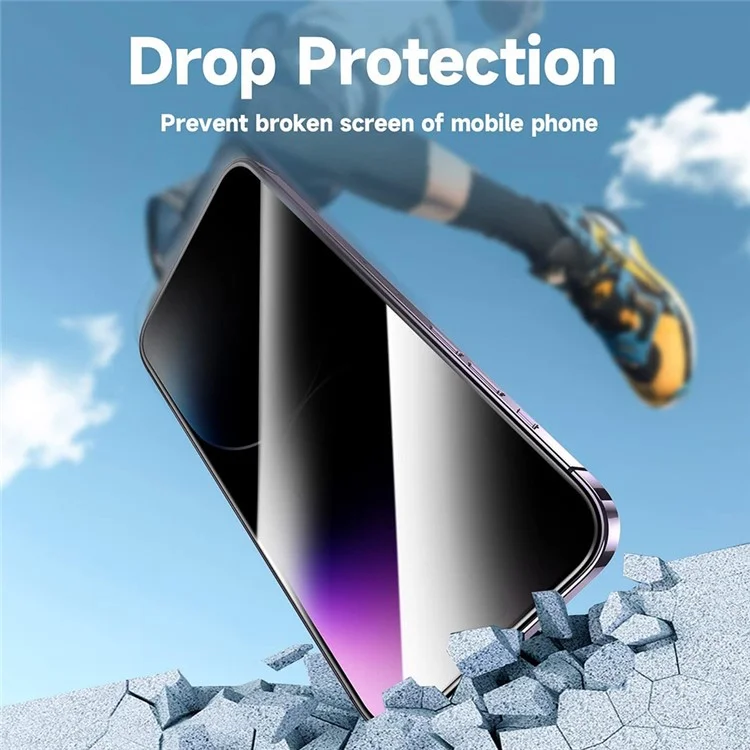 For iPhone 16 Pro Anti Spy Tempered Glass Screen Protector with Automatic Dust Removal Tool