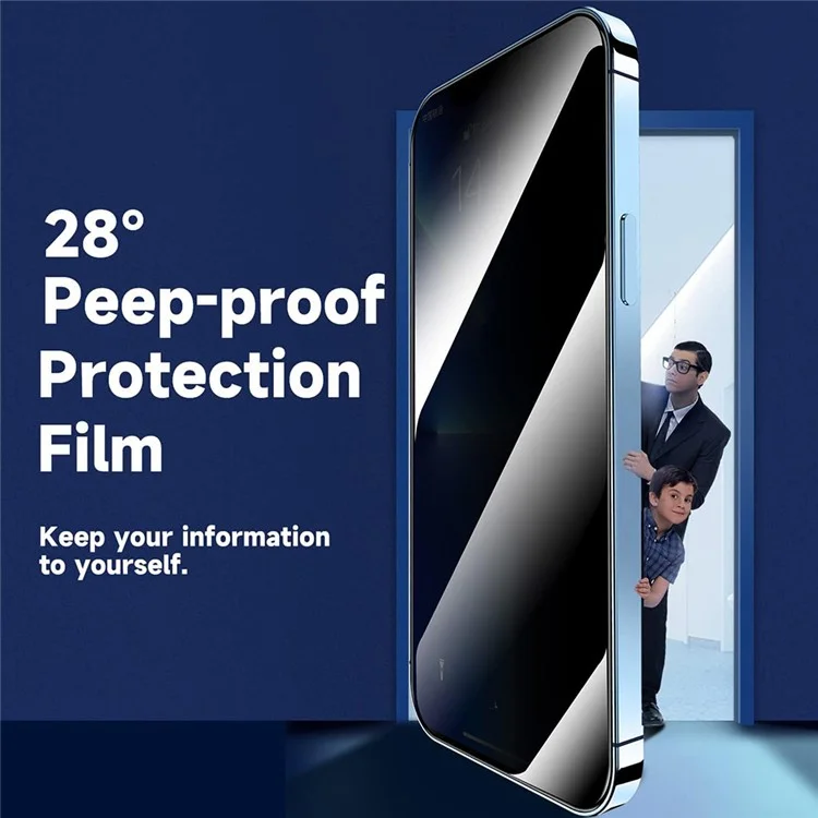 Für iPhone 15 Pro Max Anti-Spion gehärtetes Glas Bildschirmschutz mit automatischem Staubentfernungswerkzeug