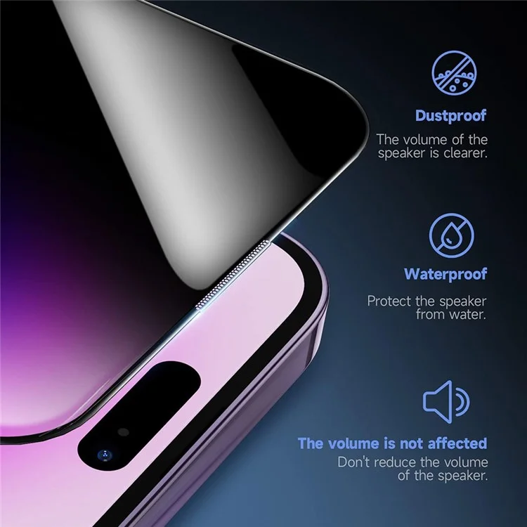 Für iPhone 15 Pro Max Anti-Spion gehärtetes Glas Bildschirmschutz mit automatischem Staubentfernungswerkzeug