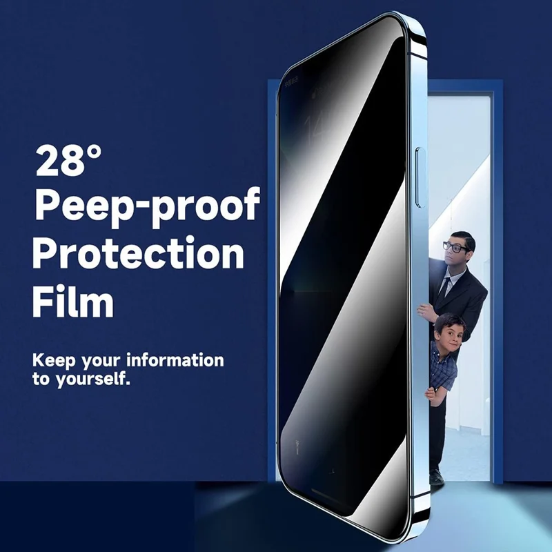 For iPhone 14 Anti Spy Tempered Glass Screen Protector with Automatic Dust Removal Tool