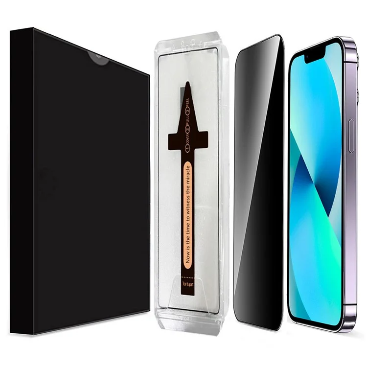 Para iPhone 13 Pro / 13 Protector de pantalla de vidrio templado anti espía con herramienta de eliminación automática de polvo